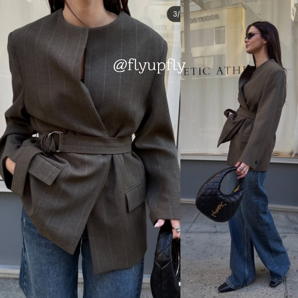 Zara WOOL BLEND BELTED BLAZER SIZE XS - Picture 3 of 16